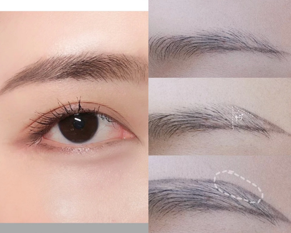 韓系平直眉眉型畫法教學1：眉峰角度呈45度