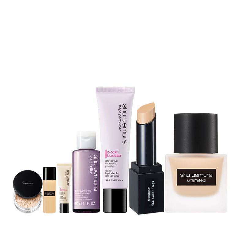 無極限超時輕粉底 正貨 任選色+極保濕輕感防護乳SPF50 PA+++ 紫色+無極限持久粉底棒 SPF21 PA++ 正貨 任選色+無極限超時輕粉底 674 5ml+覆盆子超淨白潔顏油50ml+極保濕