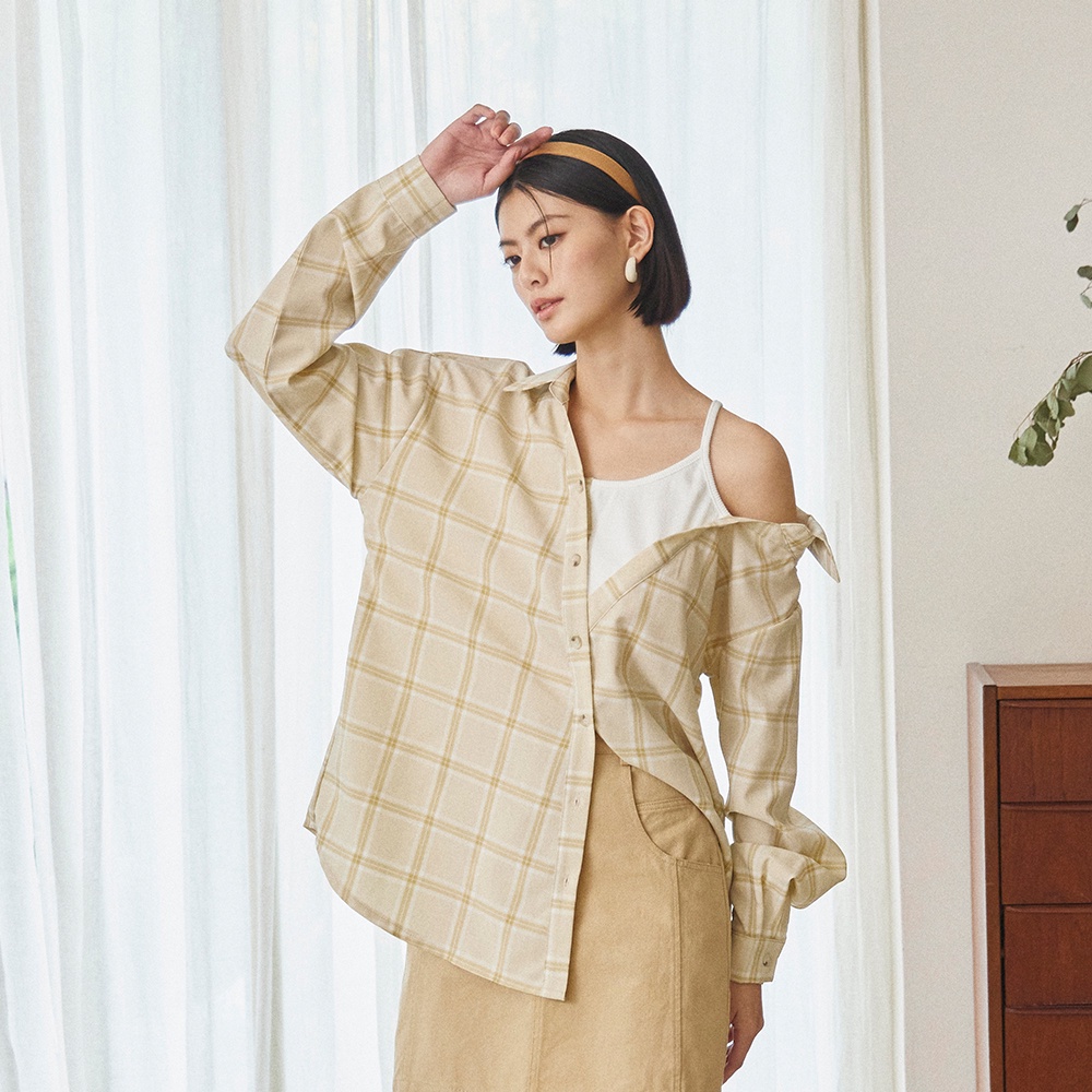 CACO-假兩件細肩帶襯衫-女【D2CO006】