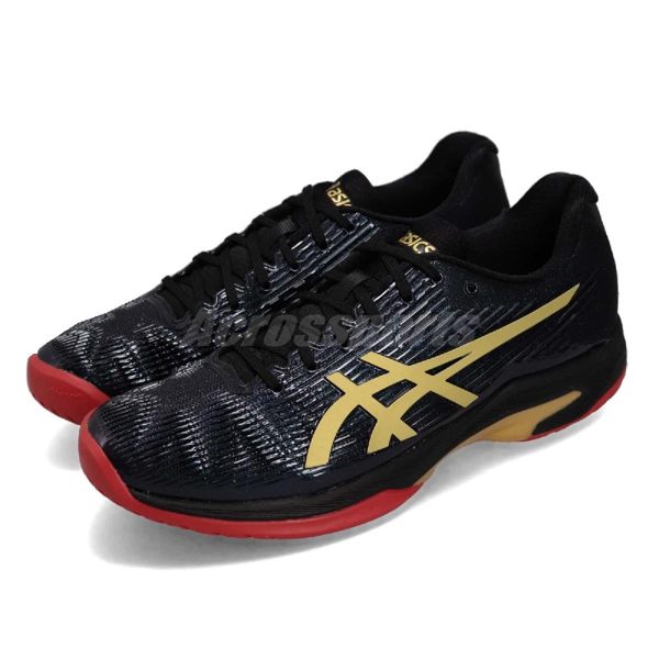 Asics 網球鞋 Solution Speed FF L.E. 黑 金 運動鞋 舒適緩震 輕量 男鞋【PUMP306】 1041A054001