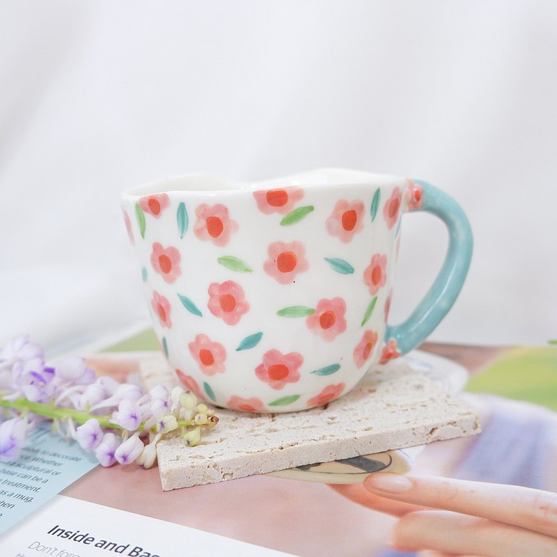 粉色花杯|手搖杯|陶瓷 手工製作