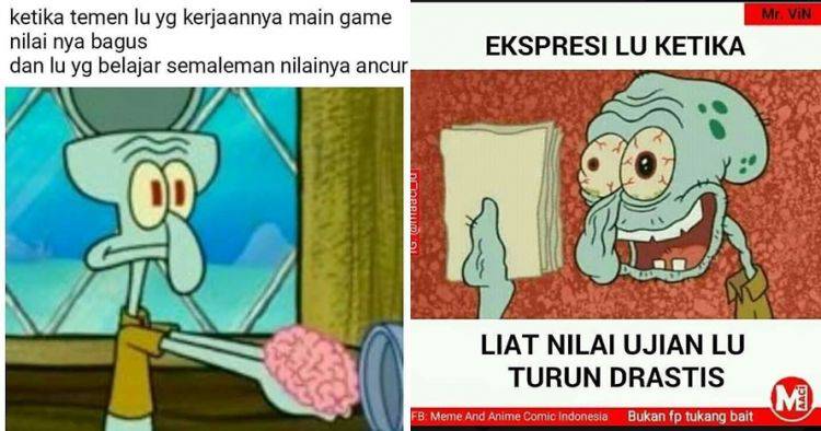 12 Meme Lucu Squidward Habis Ujian Ini Bikin Senyum Tipis Brilio Net Line Today