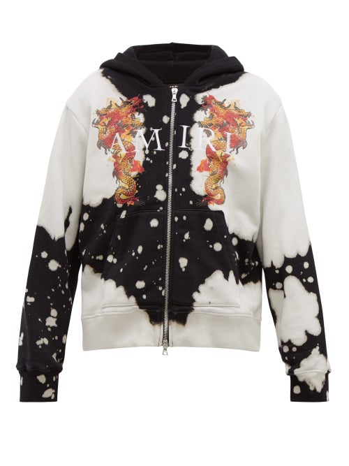 Amiri - Amiri's black Watercolour dragon hooded sweatshirt is a wardrobe essential with a streetwear