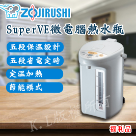 【象印】福利品4公升SuperVE真空微電腦電熱水瓶 CV-TWF40(Q)