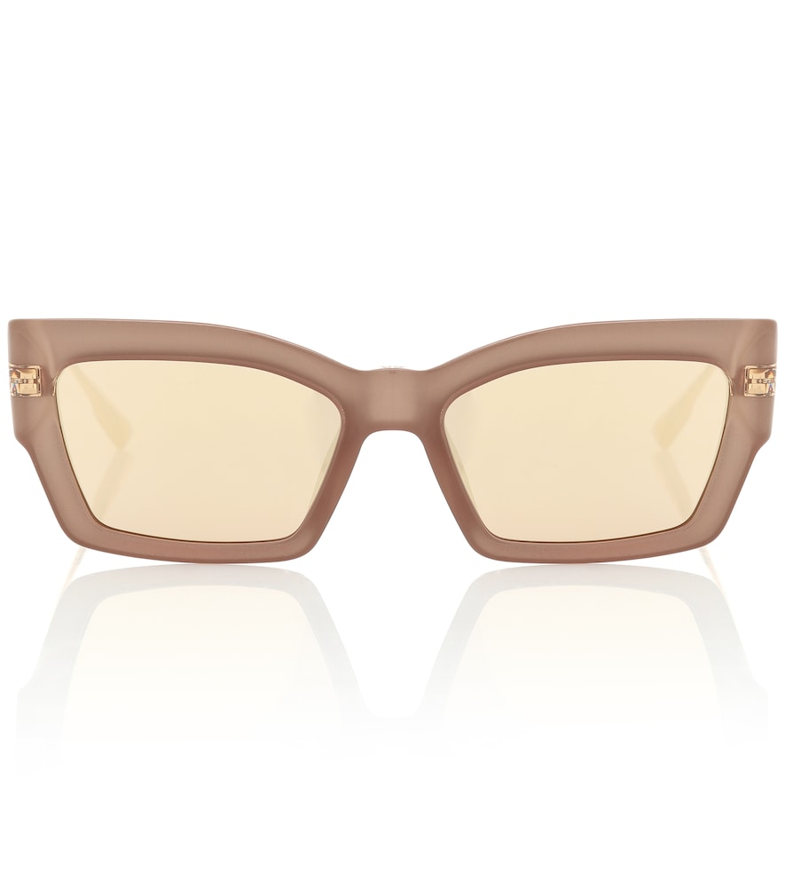 These dusty-pink Cat Eye Style 2 sunglasses from Dior Sunglasses are defined by reflective gold lens