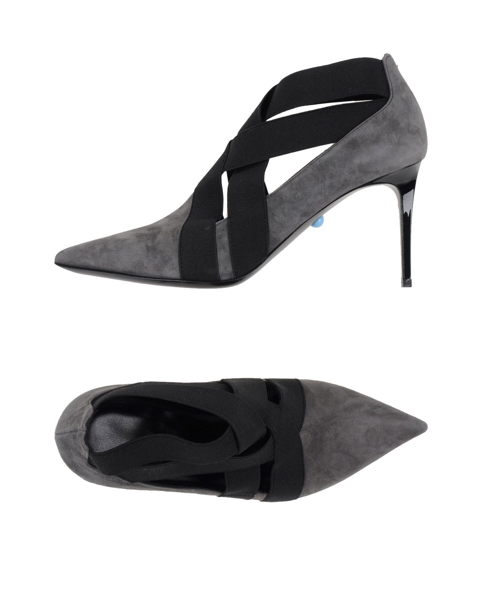 sueded, contrasting applications, solid color, narrow toeline, leather lining, leather sole, stilett