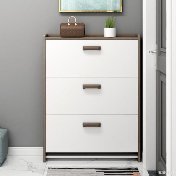 門口家用鞋櫃超薄翻斗17cm黑胡桃色玄關大容量儲物櫃收納陽臺鞋架 FF1891【衣好月圓】