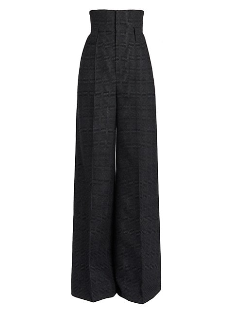 A striking silhouette, these tailored wool trousers are cut with an ultra-high waist before falling 