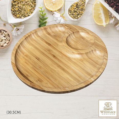 【英國 WILMAX】竹製圓形分隔餐盤/輕食盤 30.5CM