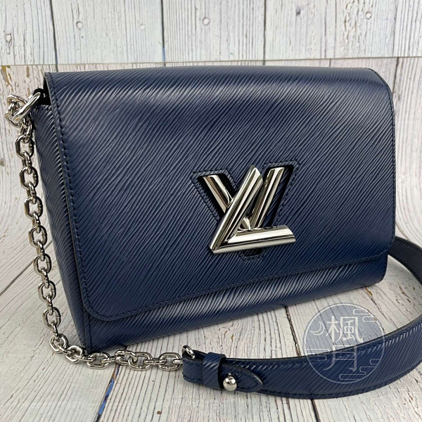 BRAND楓月 LOUIS VUITTON LV M51060 經典 深藍色 TWIST MM 鍊包 肩背包 金屬旋轉釦