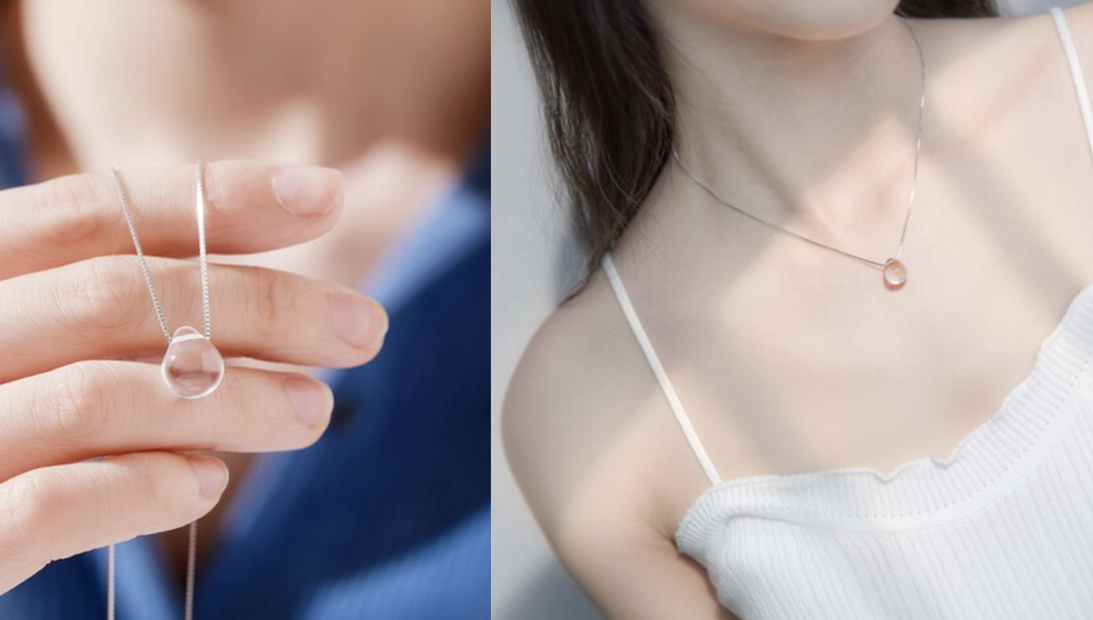 簡約小清新白水晶水滴吊墜