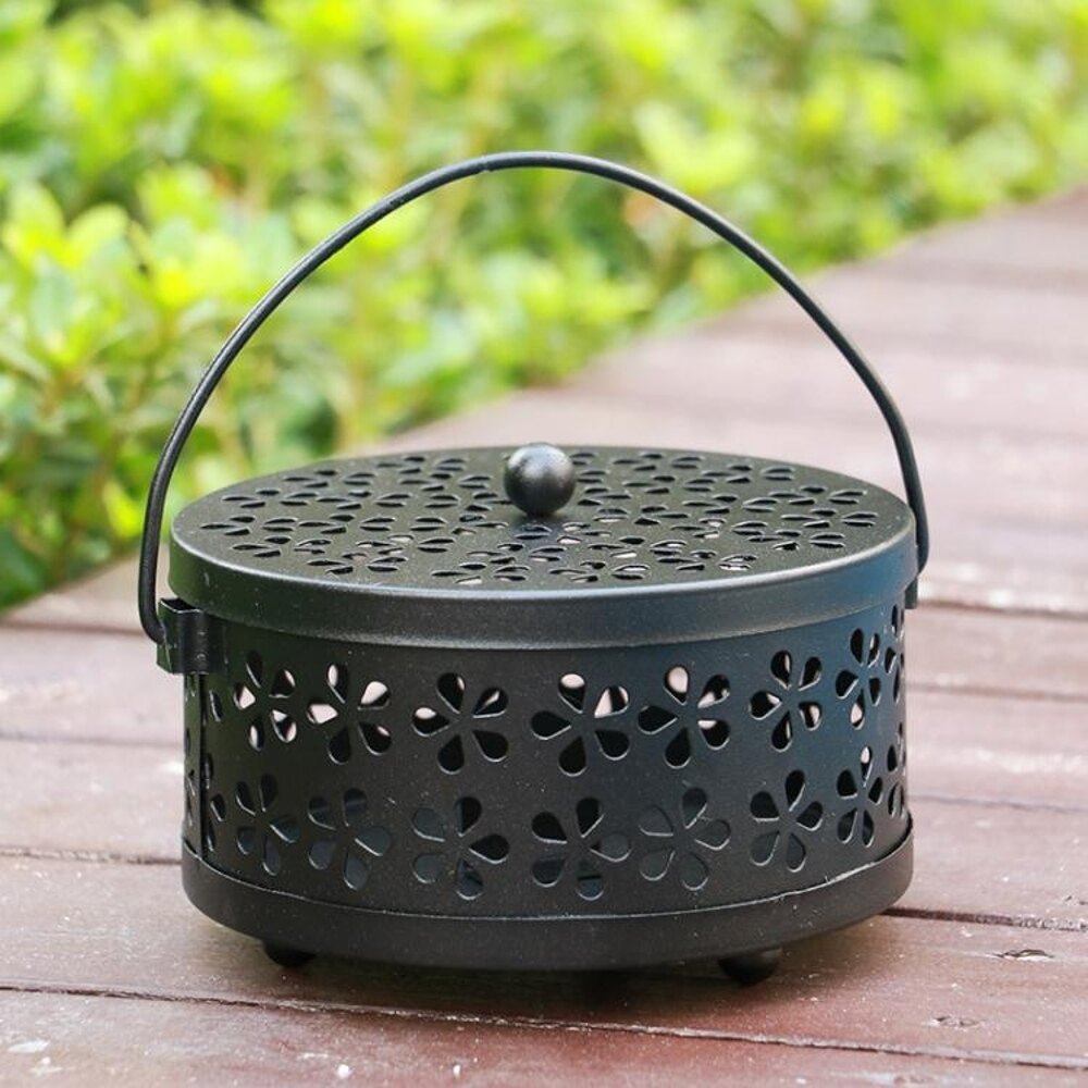 安全實用鐵藝蚊香盤帶蓋子防火防燙 戶外防蚊支架蚊香盒 遇見生活 聖誕節禮物