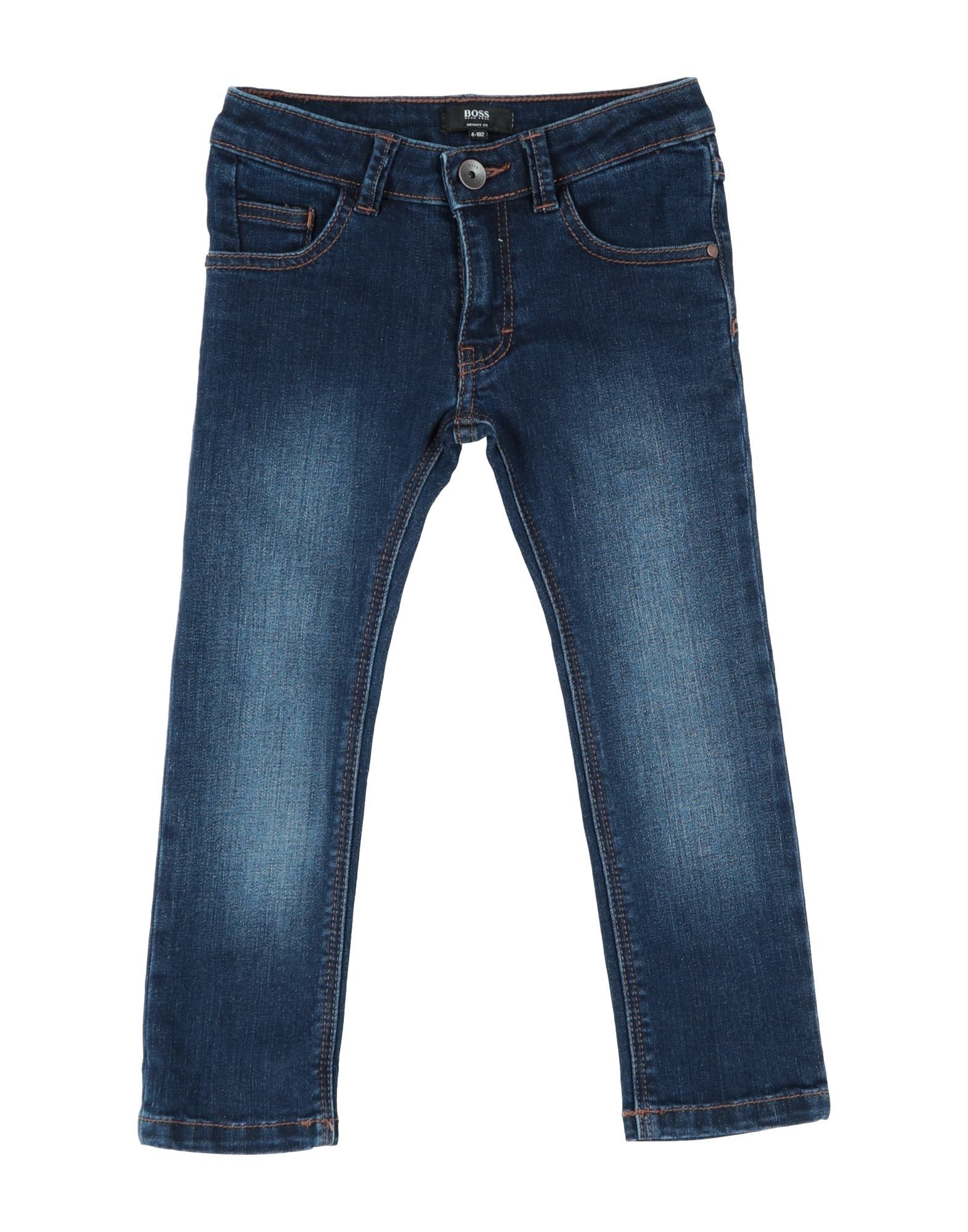 denim, logo, solid color, medium wash, mid rise, front closure, button, zip, multipockets, wash at 3