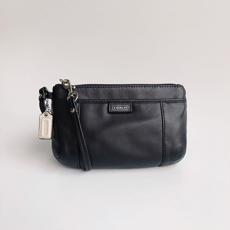 美國百分百【全新真品】Coach F49396 手拿包 手提包 小包 女用 錢包 皮包 零錢包 票卡夾 黑色 AA85