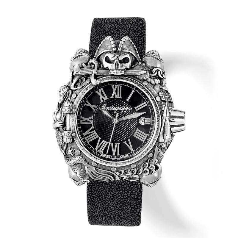 產品特色 Swiss Made瑞士自動上鍊機械錶 瑞士ETA-2824自動機械機芯 錶徑43.00mm 防水10ATM 純銀/純銀包金表殼材質 珍珠魚皮錶帶 產品介紹 萬特佳 Montegrappa 