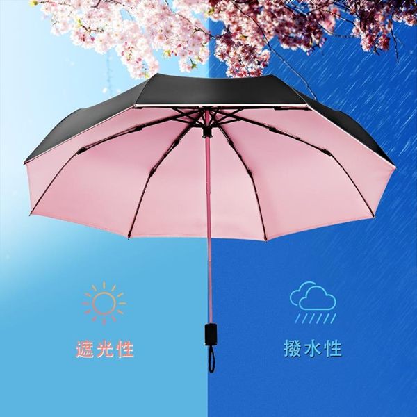 【德國BOY】黑膠防曬防風防潑水快乾三折晴雨傘（幽蘭紫）