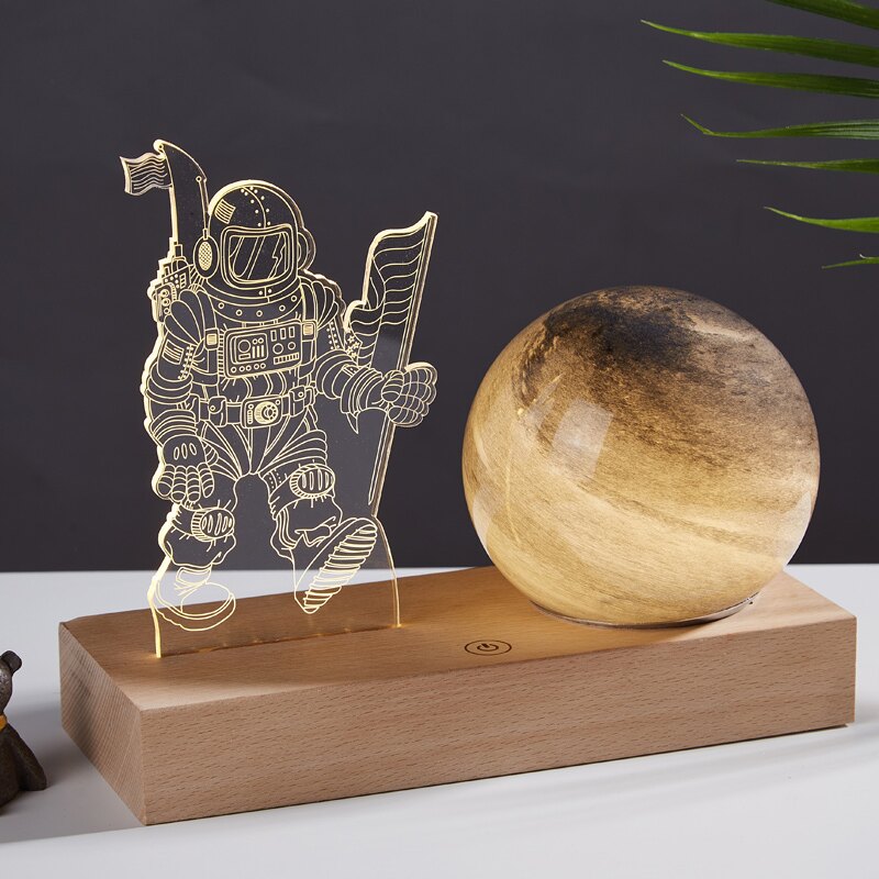北歐星球充電臺燈宇航員夜燈送女友生日禮物臥室裝飾燈男生床頭燈