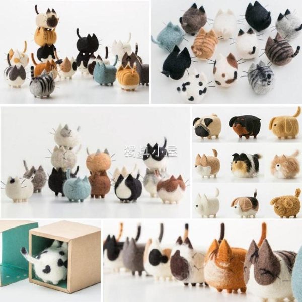 買二送二 羊毛氈戳戳樂 手工材料包diy無臉暹羅貓咪柯基柴犬泰迪