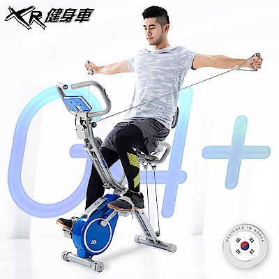 前後雙拉繩設計立式、臥式2合1設計同級最多-12段阻力調整選用渦輪系統，騎乘0頓挫進口車款專用靜音皮帶