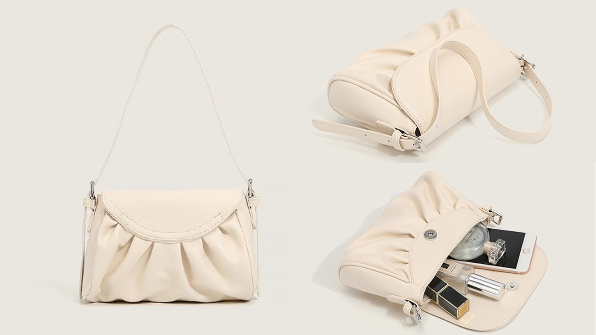 米蘭優雅軟皮革肩背斜背雲朵包