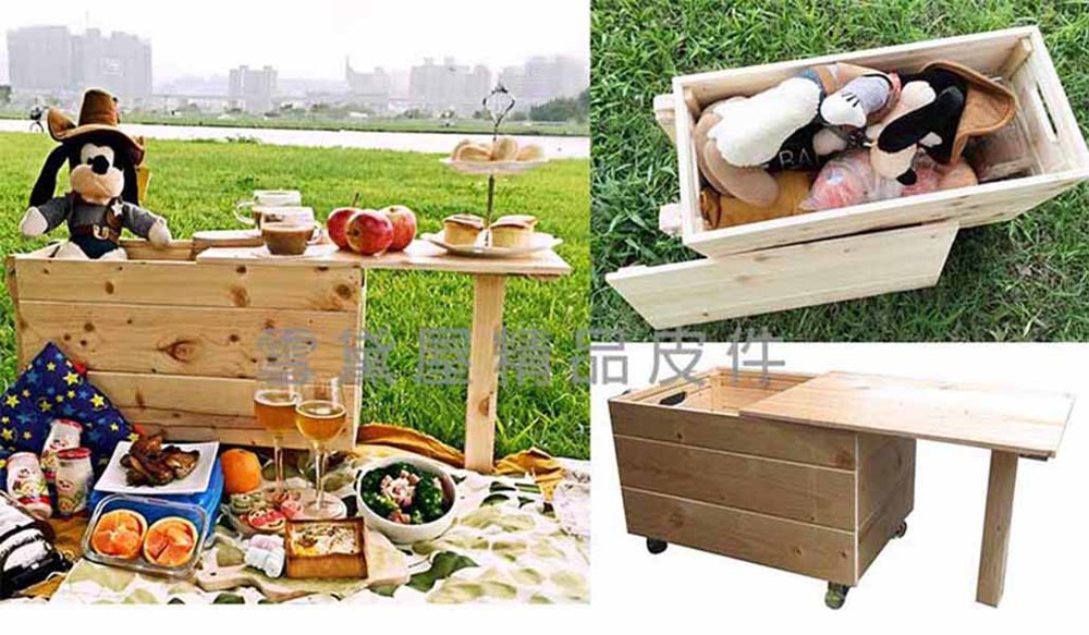木盒 露營 野餐 鄉村日式風格仿舊木質感長方形收納盒木製復古造型拉桿木盒置物盒寶藏