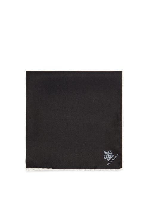 Dolce & Gabbana - Round off your formal looks with Dolce & Gabbana's black pocket square. It's craft