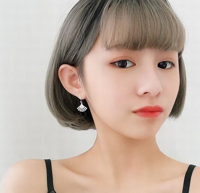 925純銀簡約扇子耳釘鑲鉆耳環