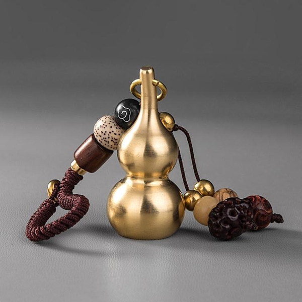 黃銅葫蘆手工編織掛繩鑰匙扣掛件汽車鏈圈環男女個性創意書包掛飾 美物居家