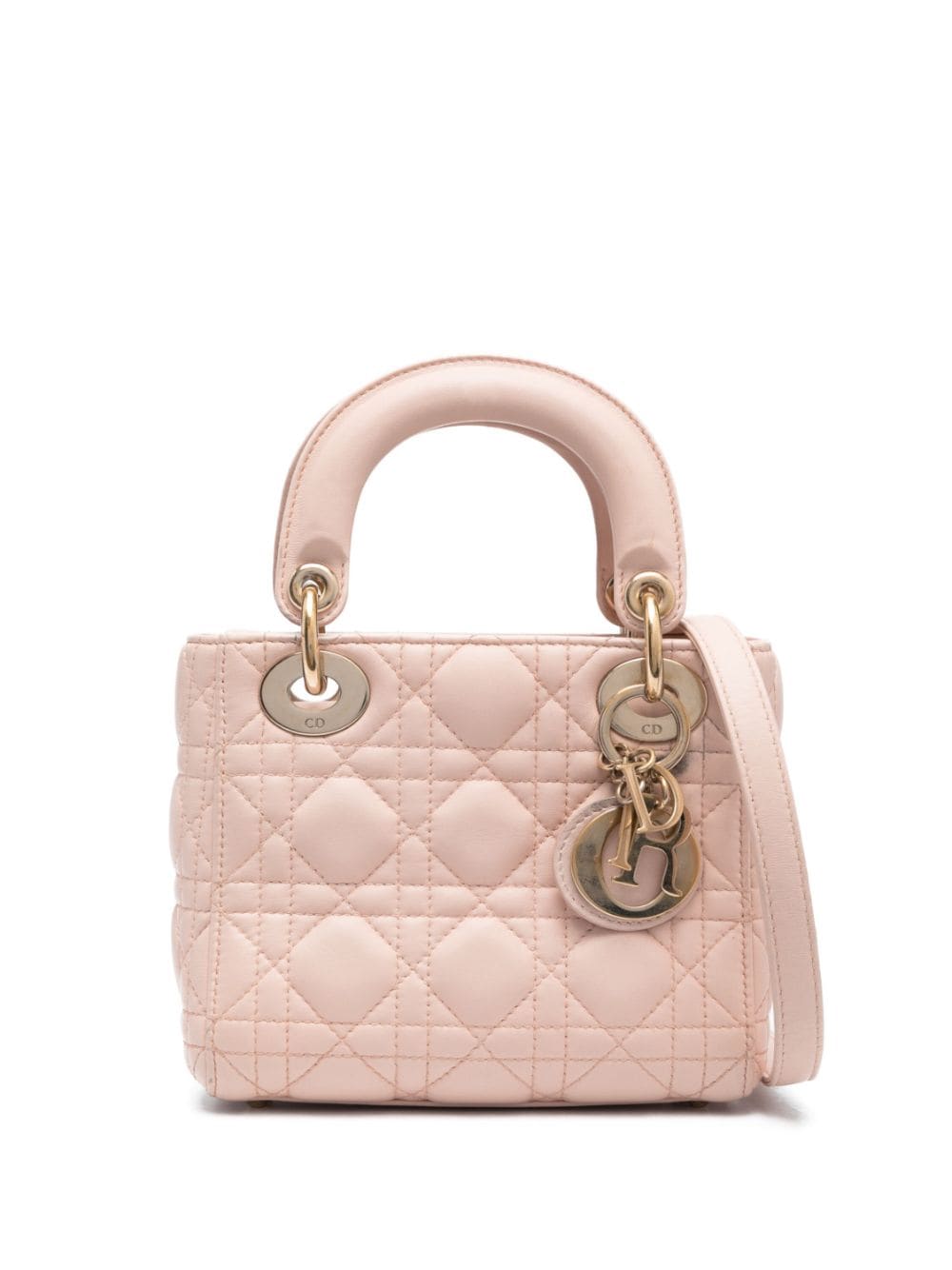 Christian Dior - mini Cannage Lady Dior handbag - women - Lambskin - One Size - Pink