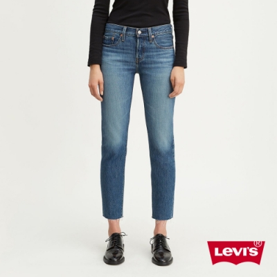 Levis 女款 上寬下窄 501Taper排釦牛仔褲 褲管不收邊 及踝款