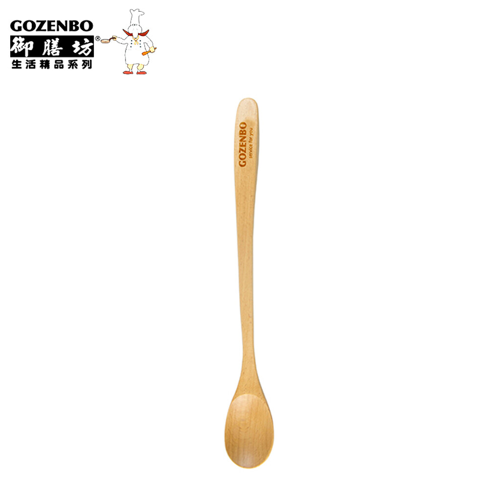 原木手作餐具，質厚溫潤、好拿好握 舀取或攪拌飲品 牛奶匙 材 質：山毛櫸 規 格：20*2.6cm±5％ 產地：越南