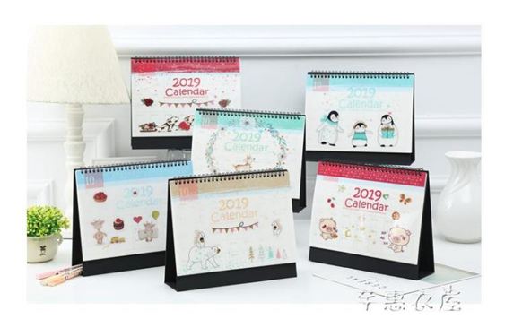臺歷創意簡約小清新 加大號記事本大方格可愛卡通日歷 臺歷訂製年臺歷廣告禮品燙金