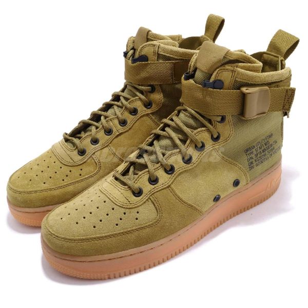 【五折特賣】Nike 休閒鞋 SF AF1 Mid Air Force 1 綠 咖啡 膠底 皮革 靴子 運動鞋 男鞋【PUMP306】 917753-301
