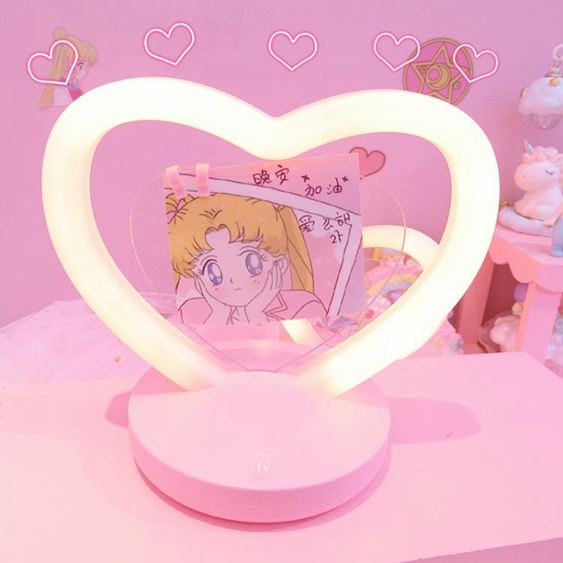 粉嫩少女心愛心告白led小夜燈三檔調節帶告白留言亞克力女生禮物
