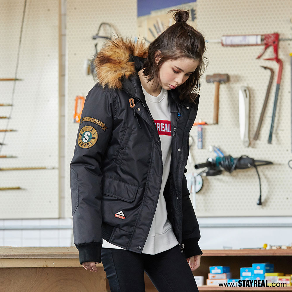 stayreal 軍事連帽鋪棉外套