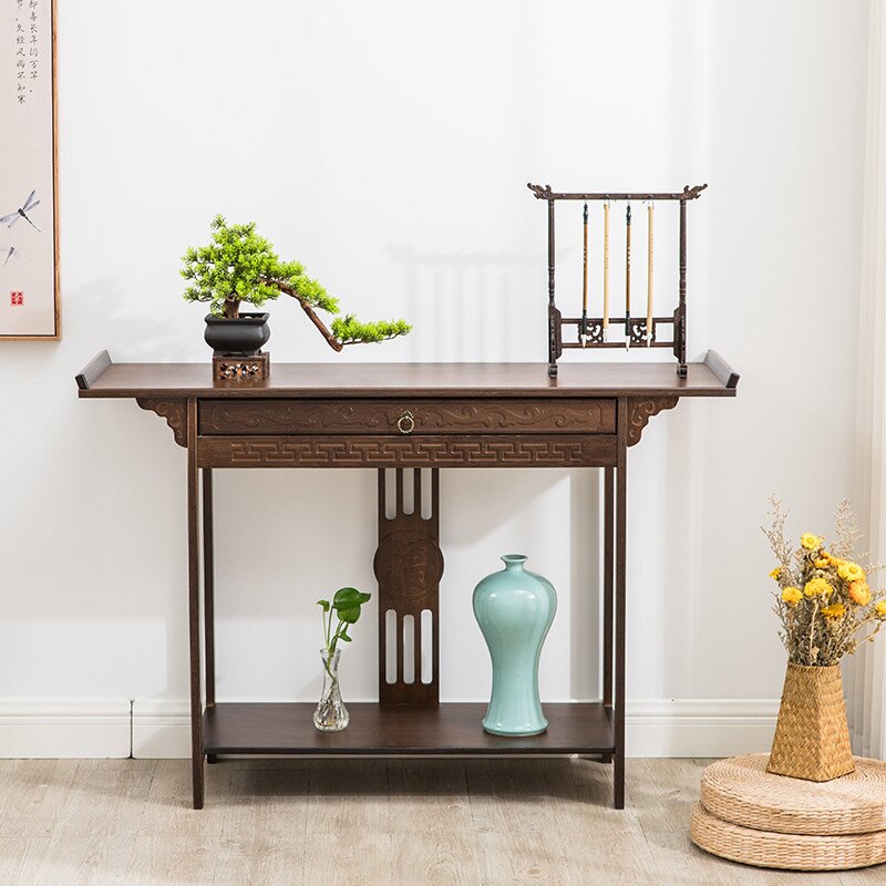 新中式供桌玄關櫃客廳條案實木酒店端景臺帶抽靠墻供神桌佛臺家用