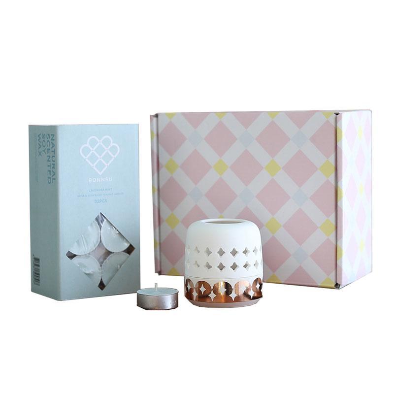 Home Fragrance Set 倒映骨瓷燭台 + 香氛蠟燭 禮盒組 薰衣草薄荷