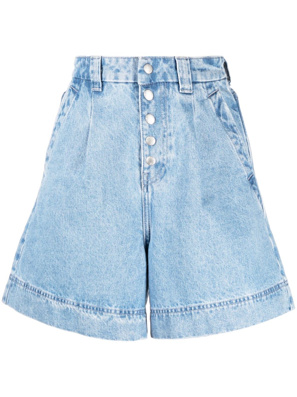 SPORT b. by agnès b. - wide-leg denim shorts - women - Cotton/Organic Cotton - 28 - Blue