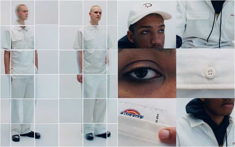 Dickies首度攜手POP TRADING COMPANY以最熟悉的滑板文化作為全系列的設計靈感，展現有別於以往的的高級工裝風格。