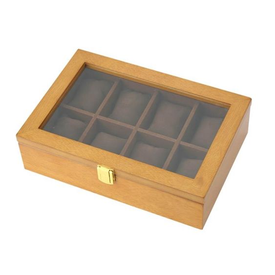 手錶盒復古木質玻璃天窗手錶盒子八格裝手錶展示盒首飾手?盒收納盒