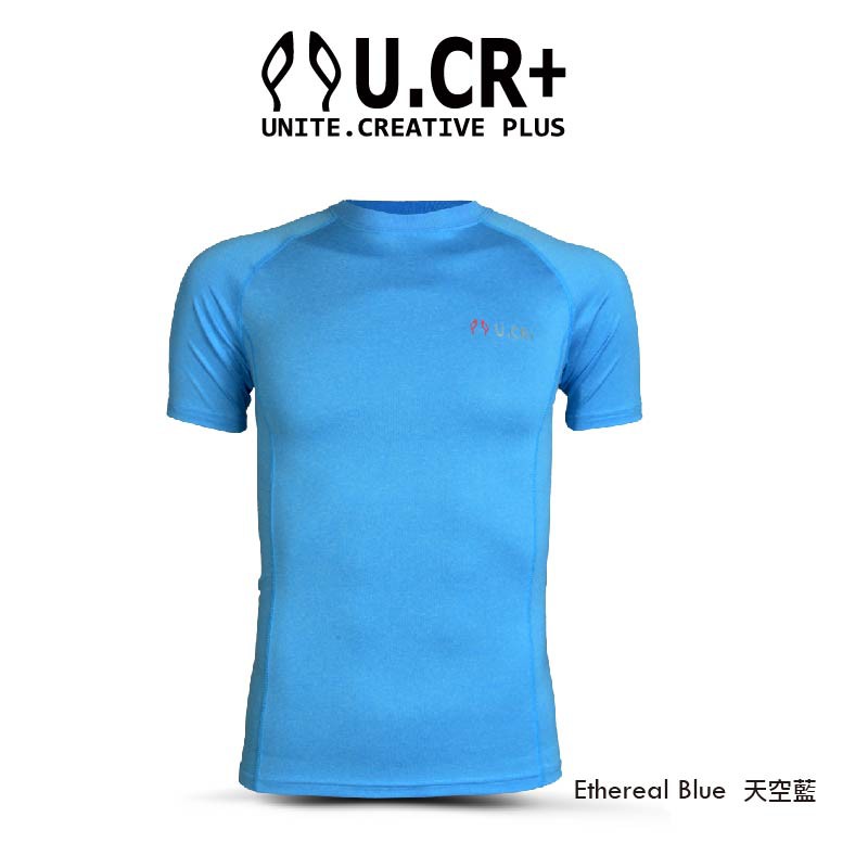 彈性回復極佳、水洗不易變形、吸濕排汗快乾穿著柔軟舒適、貼身衣無負擔、特殊剪裁修身Color：ETHEREAL BLUE(天空藍)Size：S、M、L、XL、2LMaterial:96% Polyest