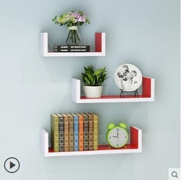 現貨 裝飾架 牆上置物架客廳牆壁挂牆面隔板擱臥室多層書架免打孔簡約裝飾