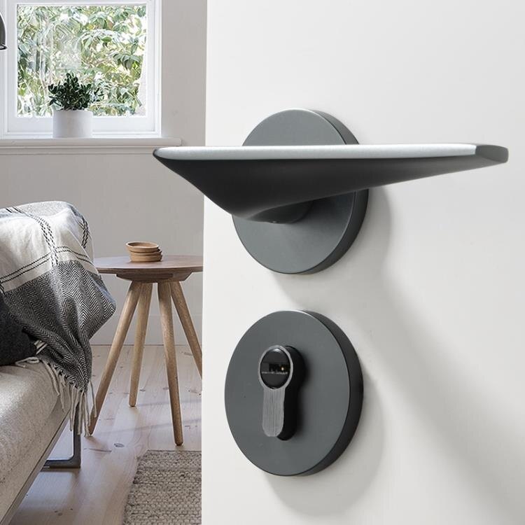 室內靜音分體鎖 臥室 門鎖機械太空鋁執手房間木門鎖把手鎖具