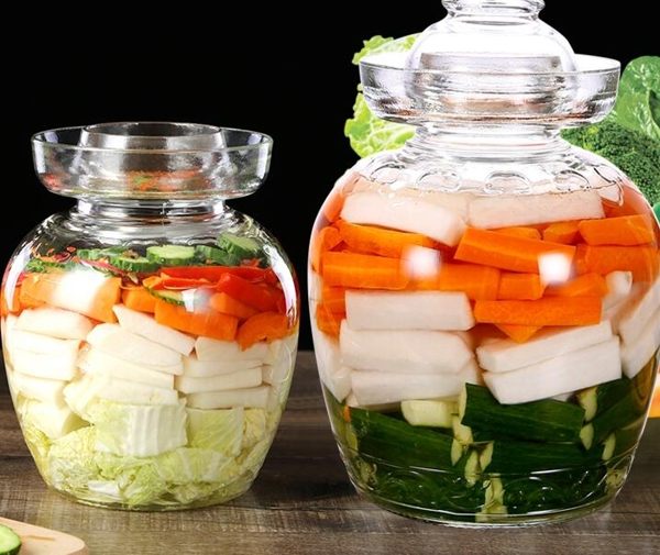 618年㊥大促 加厚玻璃泡菜壇子腌菜壇子咸蛋泡菜缸糖醋醬菜玻璃瓶密封酒罐家用