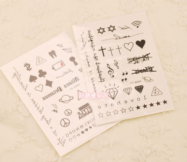 刺青貼紙 2款 紋身 貼紙 轉印 仿真 身體彩繪 韓國 唇印 防水 tattoo 現貨 8032