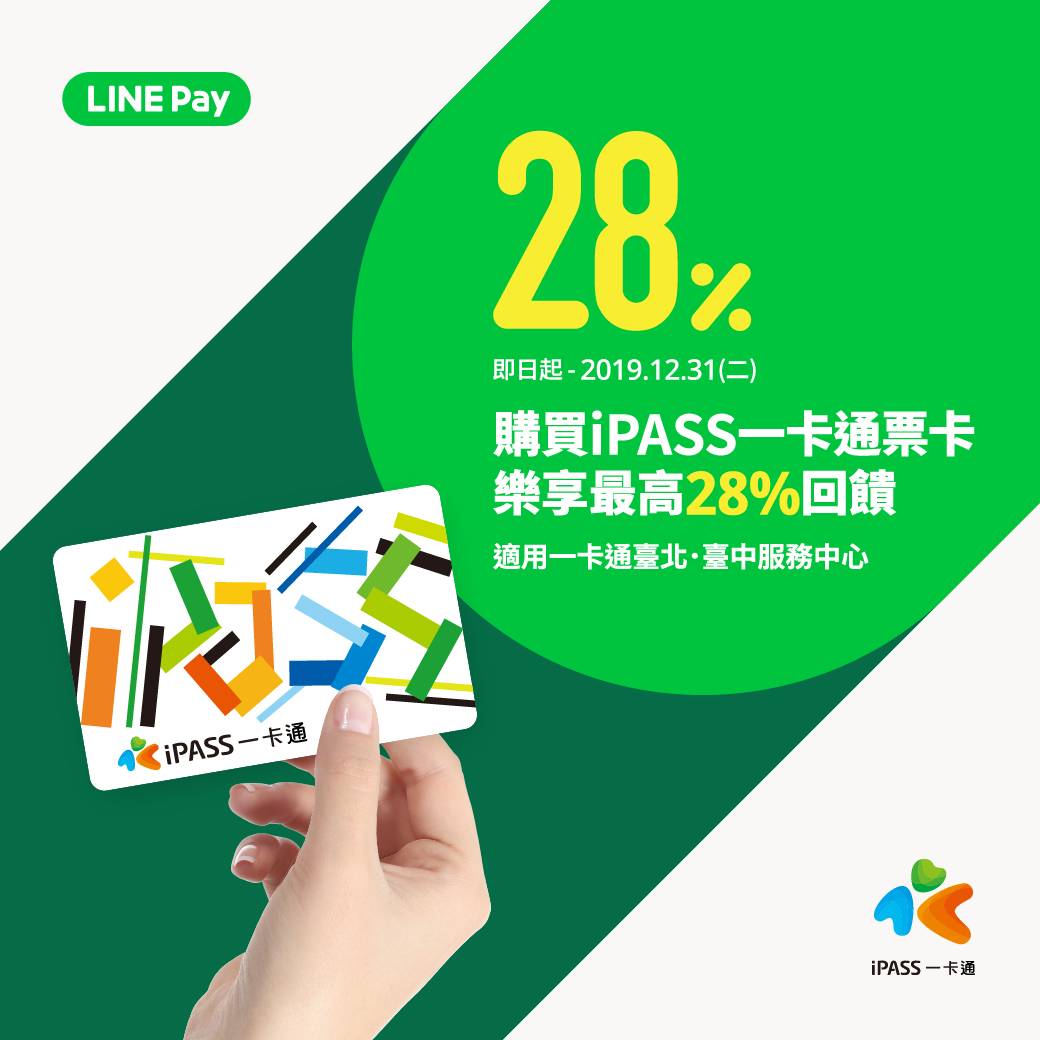 購買iPASS用LINE Pay，筆筆享最高28回饋！