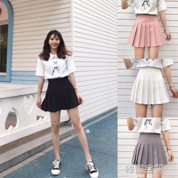 OYE 2018新款韓國MM網球裙高腰修身短裙 學院風學生半身百褶裙女 韓語空間