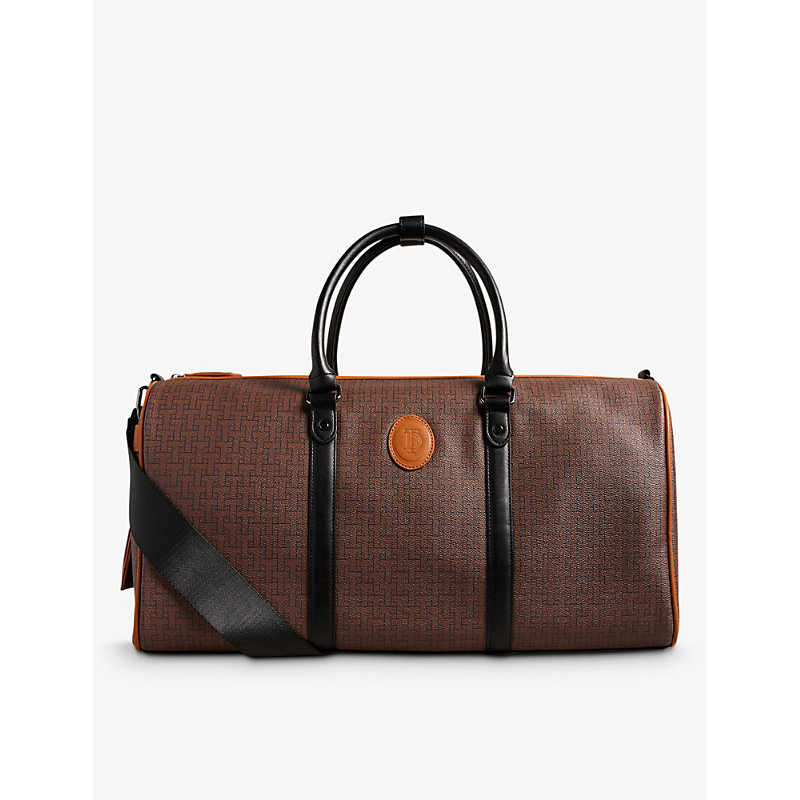 Ted Baker Brn-choc Traylen T Monogram-print Faux-leather Holdall 1 Size