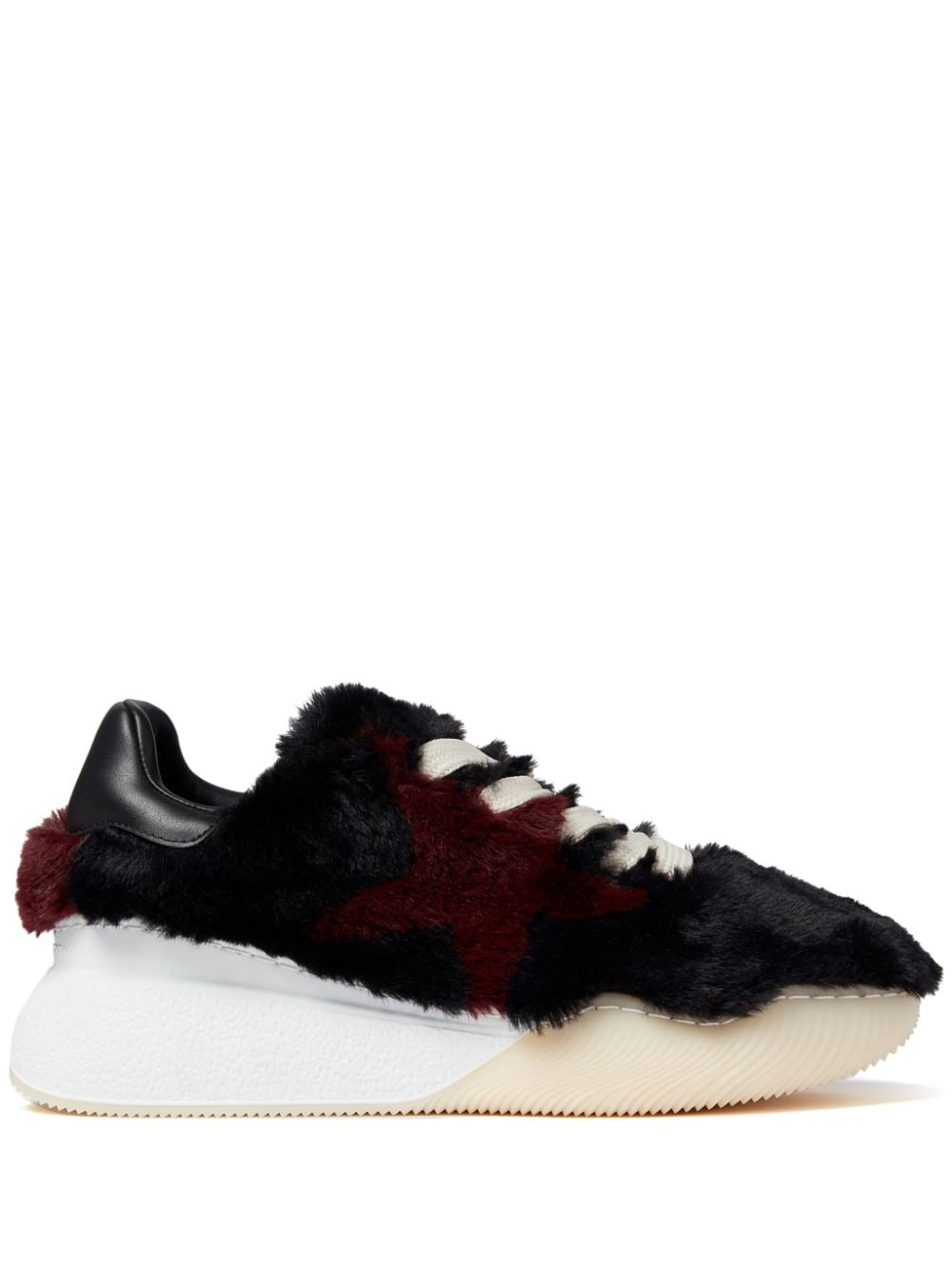 Stella McCartney - Loop faux-fur sneakers - women - Polyester/Rubber/Fabric - 35 - Black