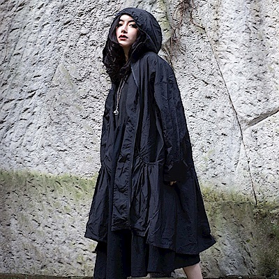 設計所在Style-日系抽皺寬鬆防曬中長版風衣外套